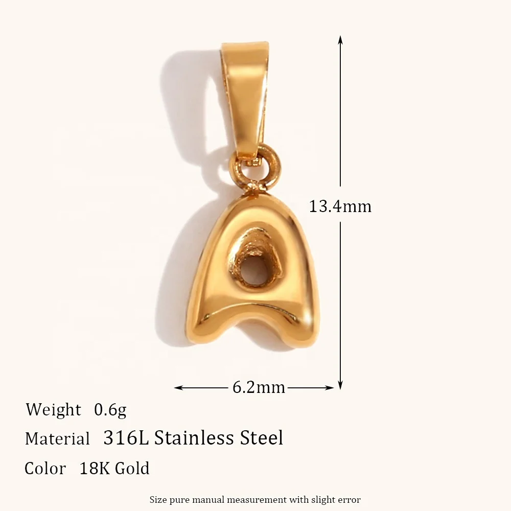 Dina Hot Selling Etsy 18K Gold Plated Mini Bubble English Letter Pendant Jewelry Making DIY  Necklace Charms