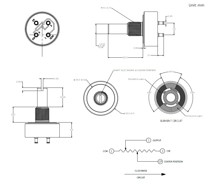 Cooka Highend Zerowear 22mm Rotary Potentiometer 4 Pin Potentiometer