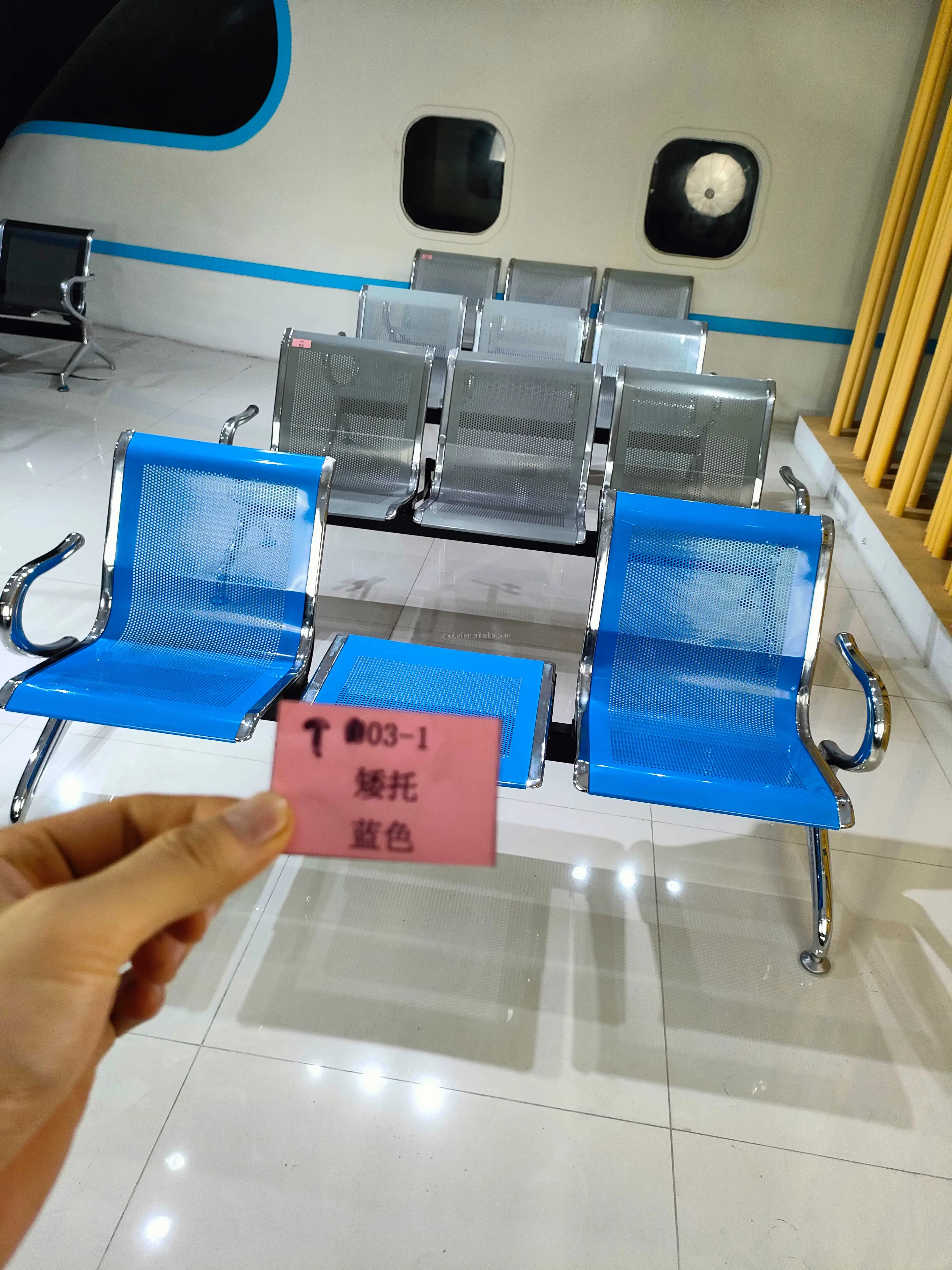 Modern Infusion Chair Arms-1/3/5 Seat Options-Durable Stainless Steel for Hospital Airport Lobby School Gym Use-5-Year Warranty 6