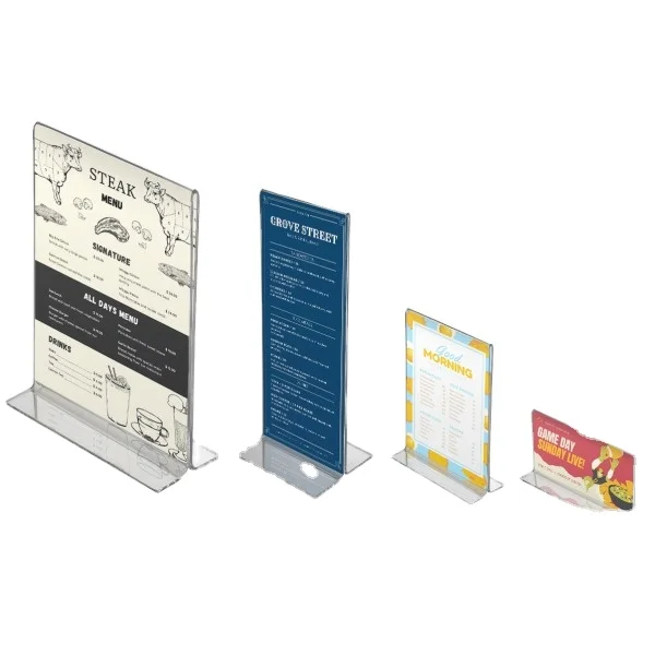 5 Stuks Acryl Bordhouders – T-vormige Desktopstandaard, A4-formaat, Dubbelzijdig, Transparant, Met Zwarte Voet