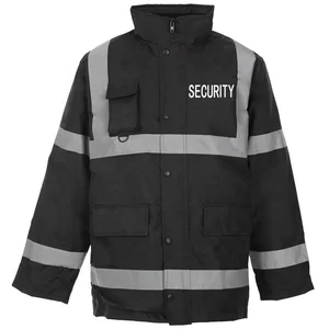 Hot Sale Custom Design Reflective Black Winter Uniform Guard Security Jacket for Men