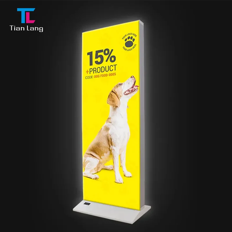 TianLang dviejų pusių vaizdo rodymas UV spaudimu, lengvas montavimas, be rėmo led šviesos dėžė reklamai