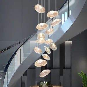 JACKSUN Modern Creative Simple White Cloud Pendant Light Shopping Mall Metal Ceiling Hanging Lamps Stairs Decorative Chandelier