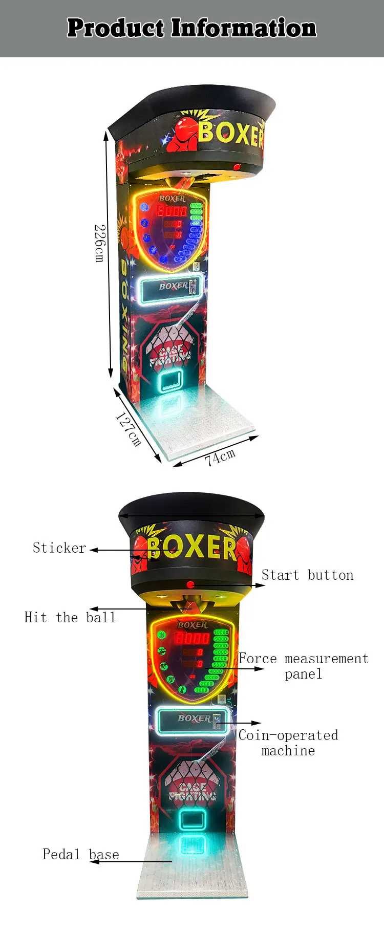 Funpark Customized Amusement Boxing Arcade Game Sports Gift Coin Operated Games Machines manufacture