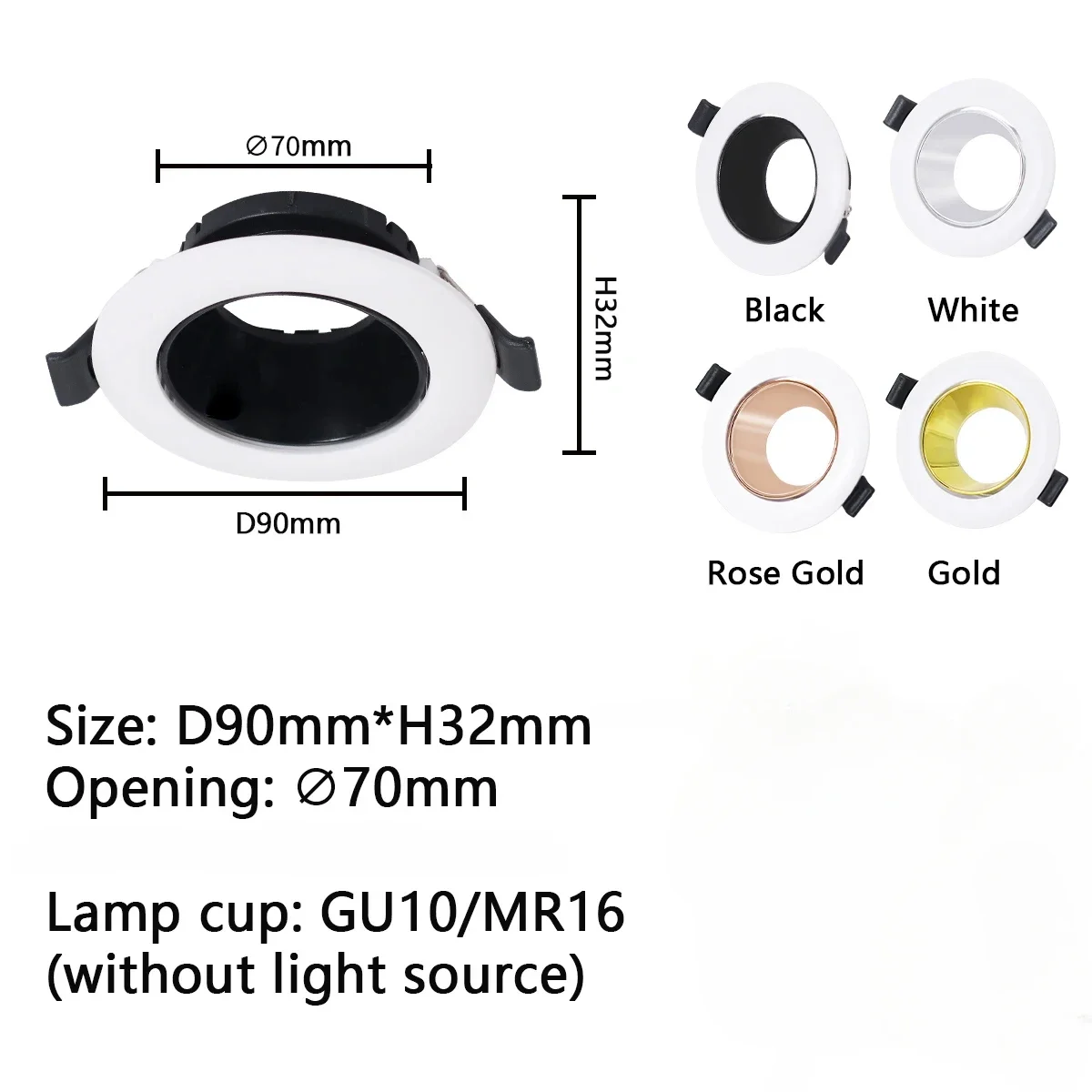 Led Halogen Square Trumpet Recessed Mr16 Gu10 Spotlight Ceiling Light ...