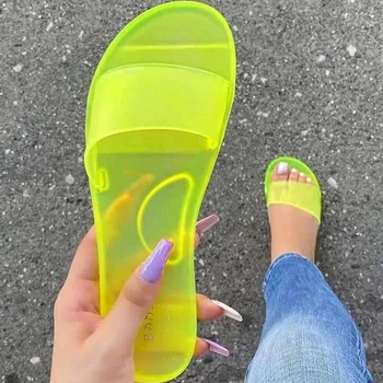 Summer Fashion Shoes PVC jelly sandals women Beach Ladies Flat Slides Slippers For Women