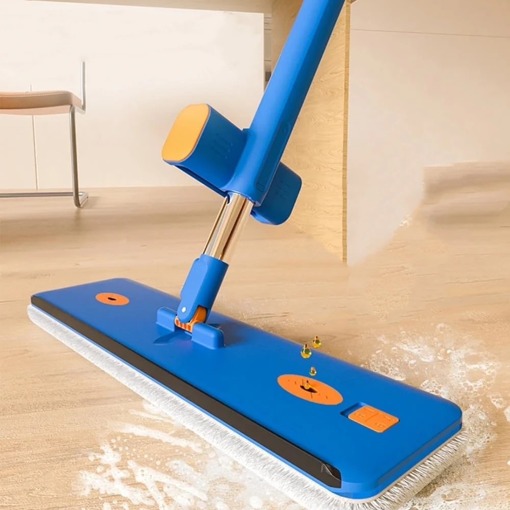 2024 360 Rotating Magic Large Flat Professional Mop and Bucket Set with Washable Microfiber Pads Wet and Dry Use Floor Cleaning