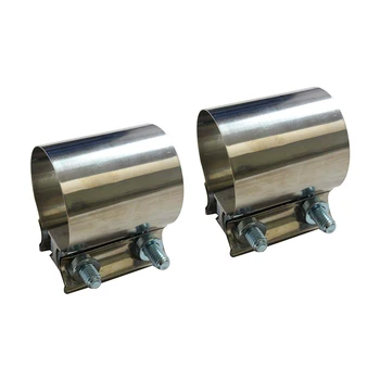 thumbnail image 2 of 2-Inch Stainless Steel Exhaust Band Clamp Pair – No-Weld Butt Joint Connector For Muffler & Pipe 2 of 9