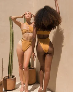 Manufacturer Custom Push up Bikini Set One Shoulder Thong High Rise Plus Size Swimsuit Luxury Solid Blank High Cut