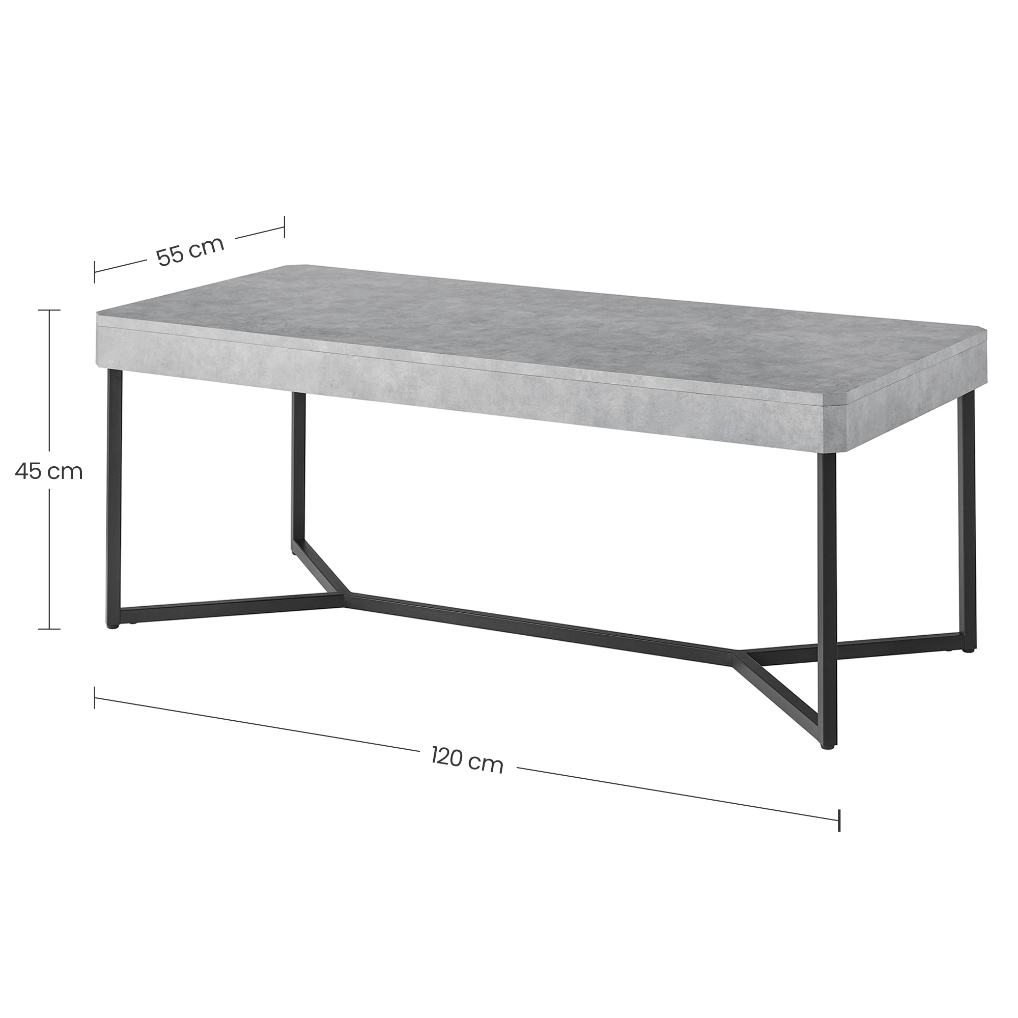 VASAGLE Simple 120cm Gray Coffee Table Living Room Household Basalt Coffee Table