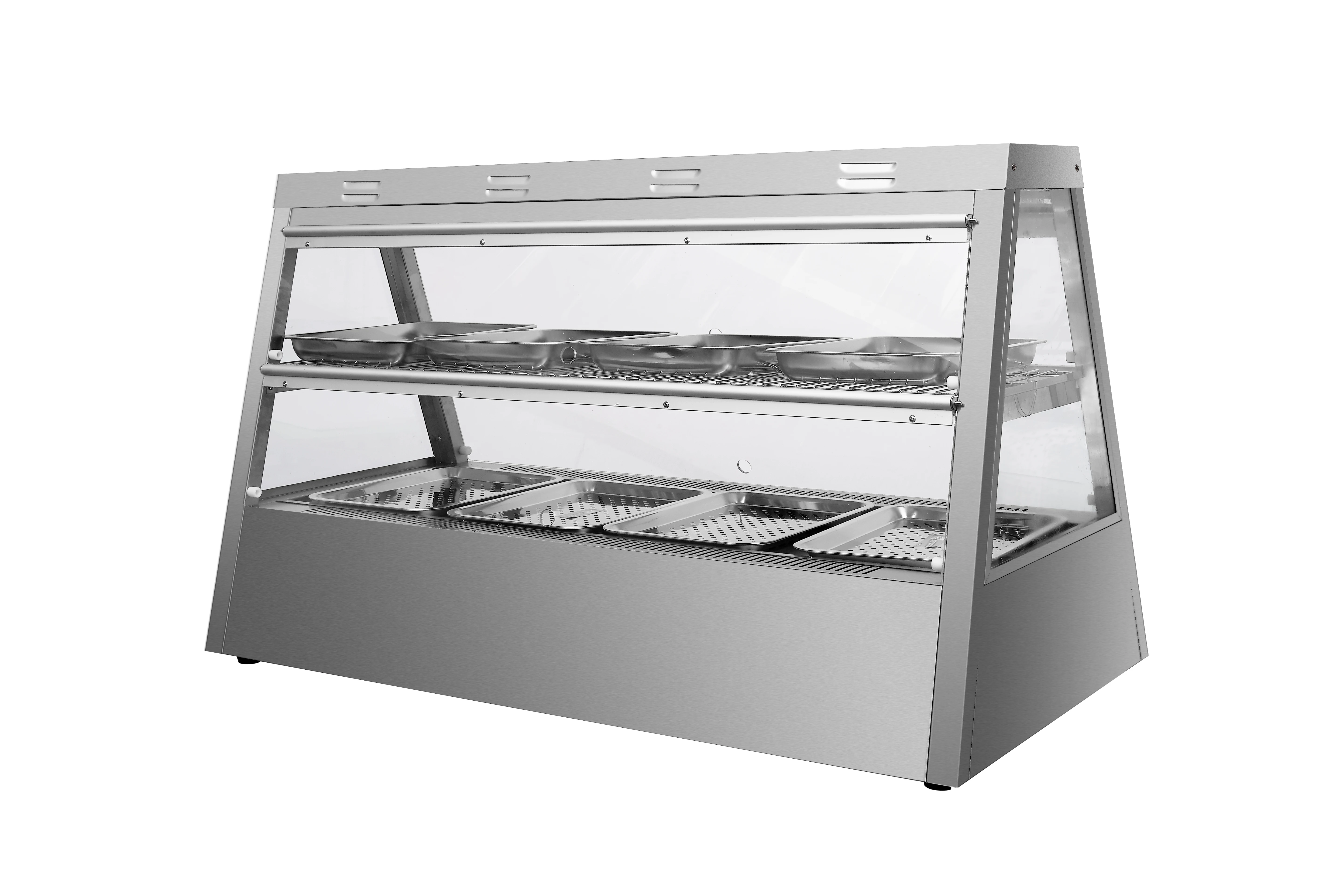 Commercial Two Tier Food Warmer Display Cabinet with Independent Temperature Controls for Restaurant and Fast Food Outlet