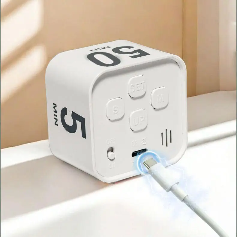 Multifunctional Time Management Visual Flip Desk Cube Timer Kitchen Count Gravity Timer with Rechargeable Battery