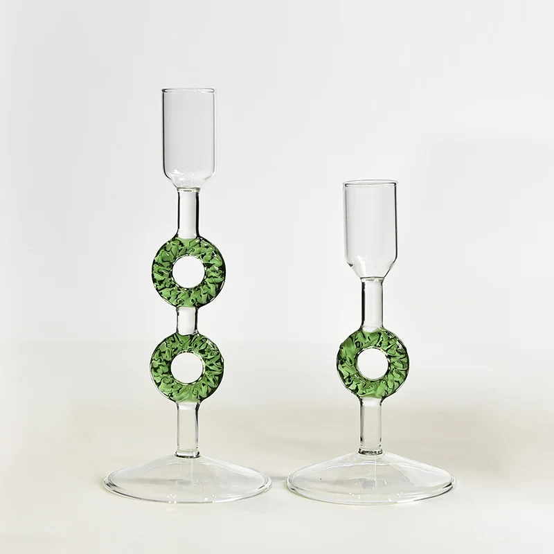 3d Engraving Crystal Christmas Themed Glass Candle Holders with Tree Design Transparent Base for Home Decor Table Centerpieces