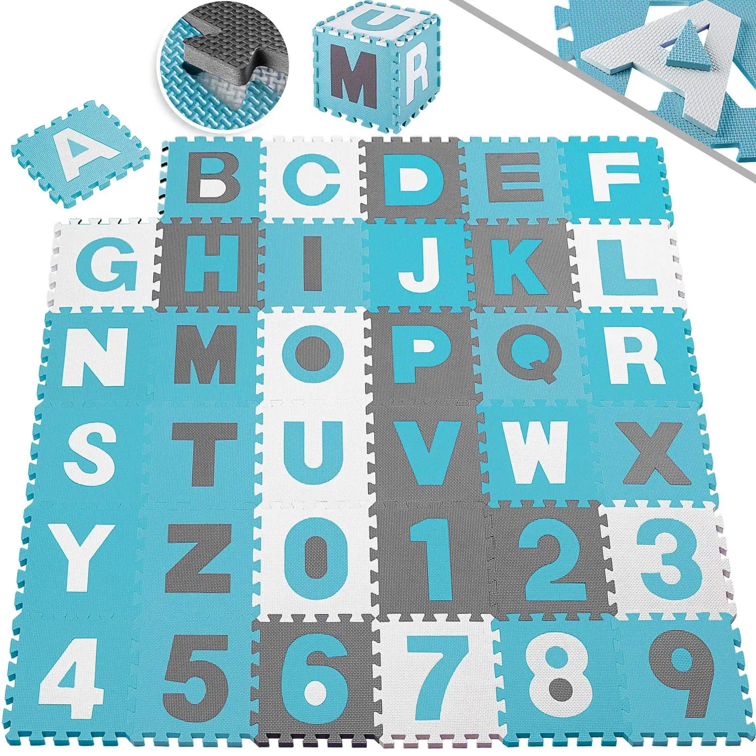 Abc 123 Number Interlocking Eva Foam Alphabet Jigsaw Puzzle Kids Baby ...