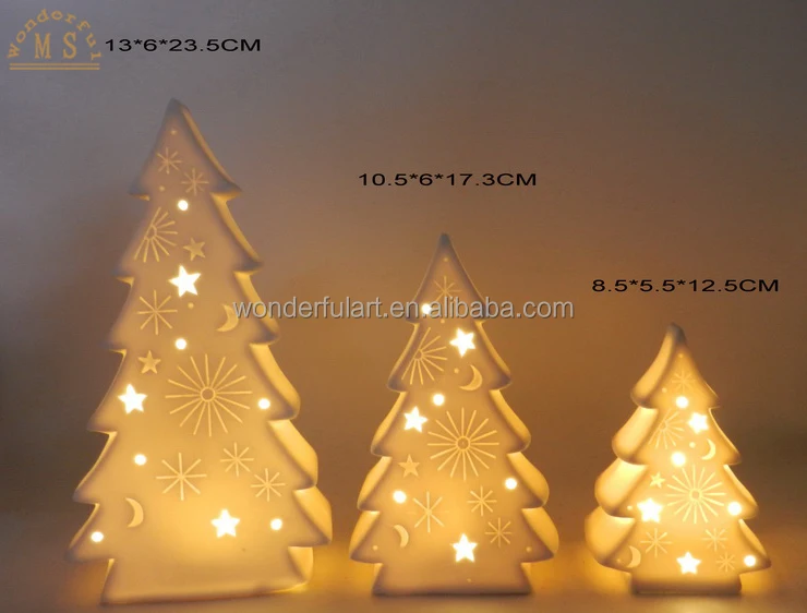 Porcelain Christmas Ornament Tree House Santa Claus Shaped Led Light Holder Ceramic Decoration for Home Decor Festival Gift