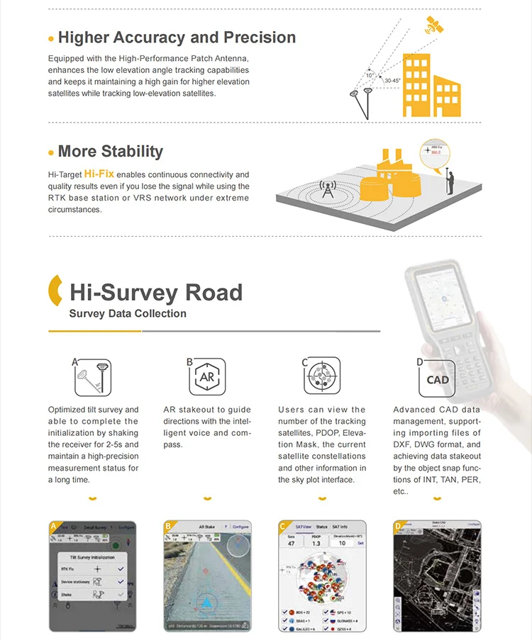 Measurement GNSS RTK Hi -Target V200 Base And Rover Upgrade For Land Surveying Instruments