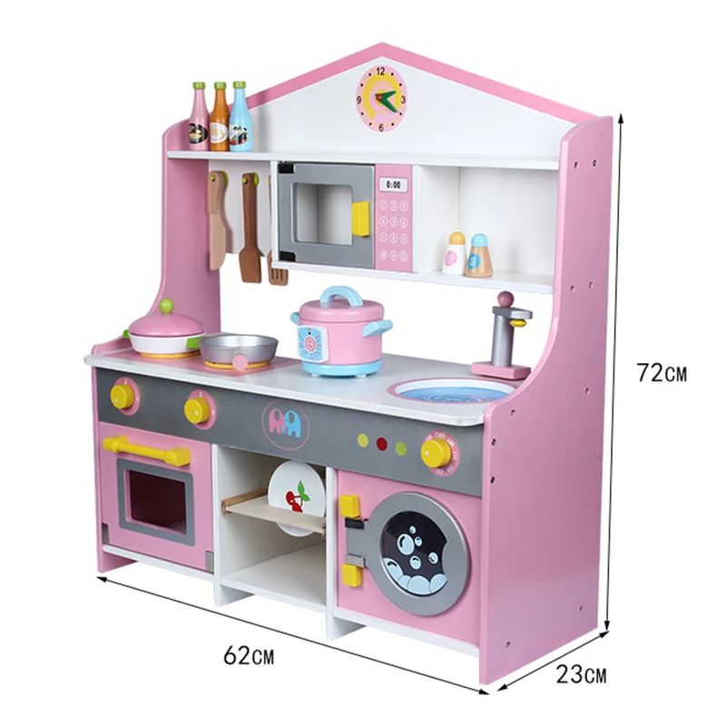 Kids Cooking Toy Washing Machine Toy Pretend Play Wooden Kitchen Toy for Kids