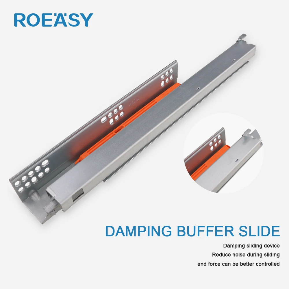 ROEASY Drawer Guides Channel 3D Adjustable Push Open Undermount Heavy Duty Full Extension Metal Rail Drawer Slide