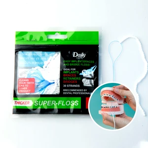 Super Floss Dental Flosser with 30 Strands Nylon Extension for Implant Braces and Bridges