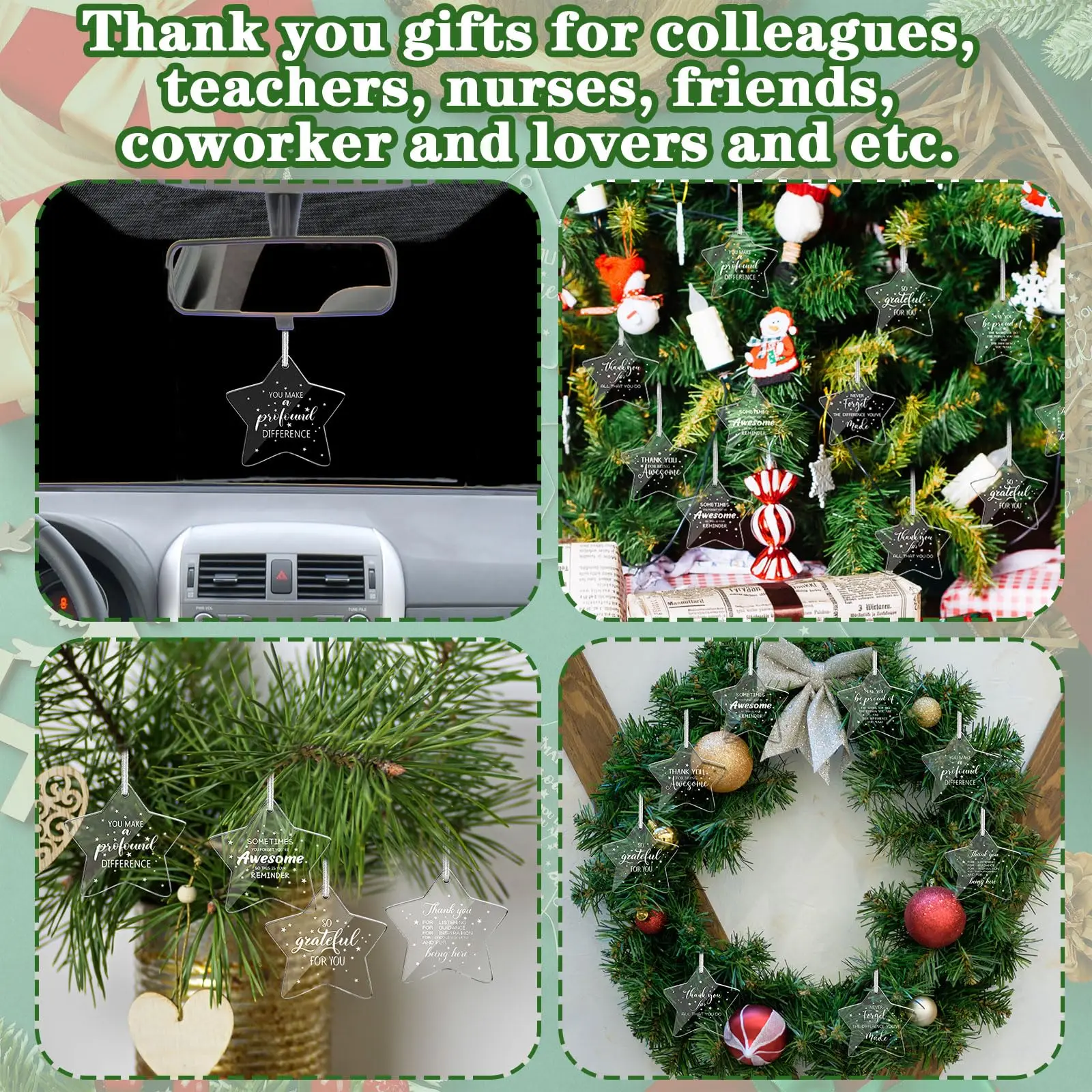 Custom Acrylic Christmas Ornament Blank Christmas Tree Hanging Pendant Star Christmas Decorations for Xmas DIY Craft supplier