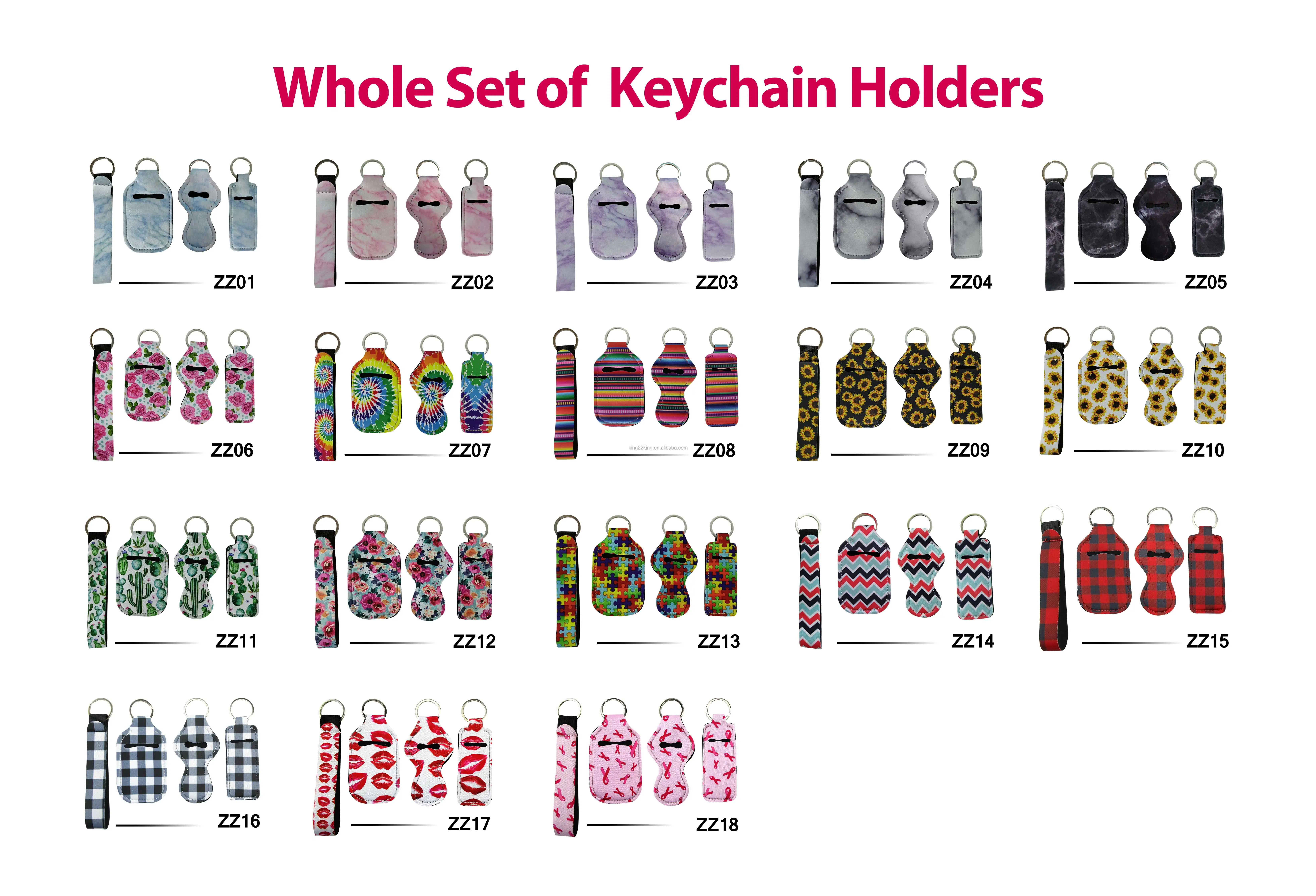 Ready to Ship Neoprene 30ml Hand Sanitizer Holder Lip Gloss Holder Keychain Sublimation Blanks Lanyard Wrist Keychain RTS