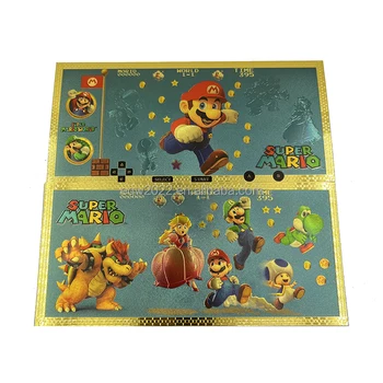 6 Types Japan Game Super Mario Plastic 24k Gold Plated Mario Bros Luigi ...