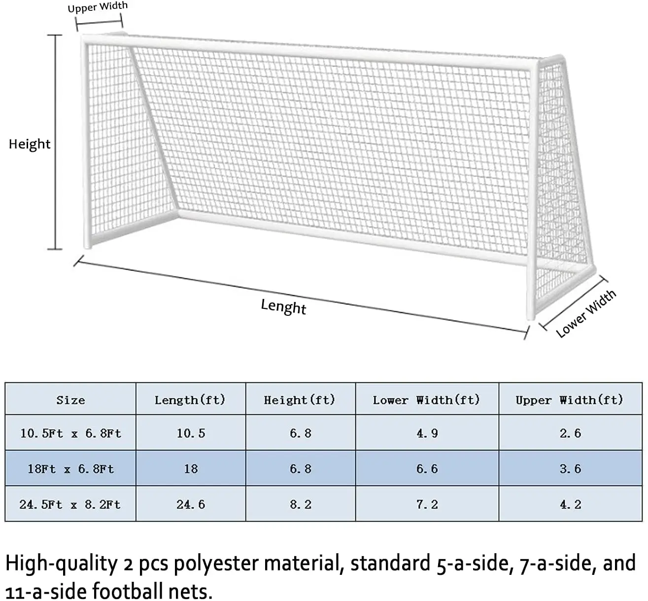 Football Goal Training Net Soccer Net Full Size Football Goal Post ...