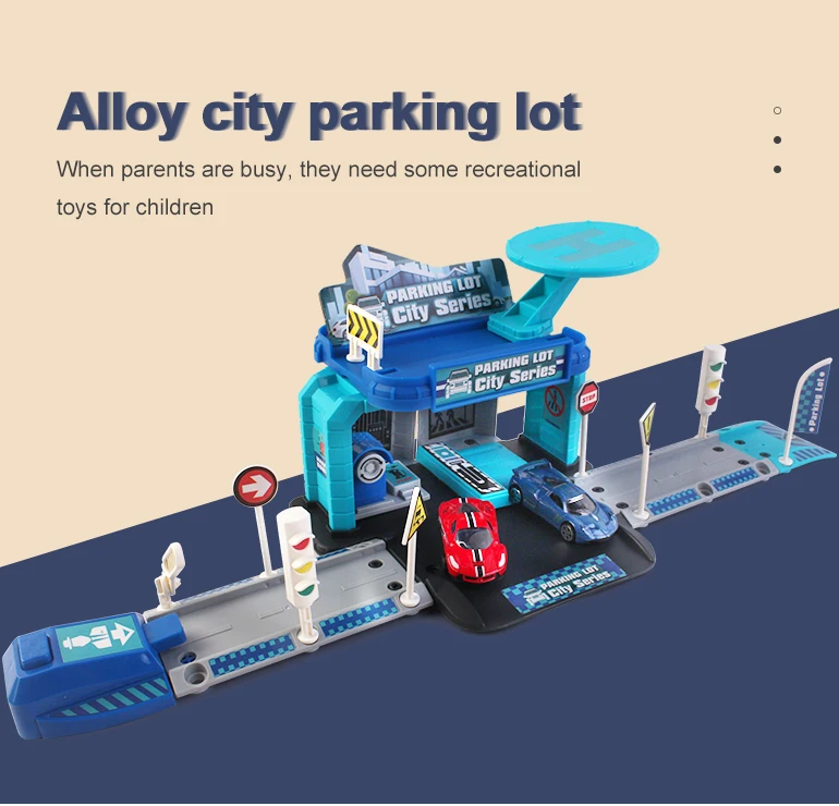 Brinquedo Diecast City Game Sliding Alloy Car Parking Lot Set Toy, 1:58 Alloy Hot Truck Children's Parking Lot Toys