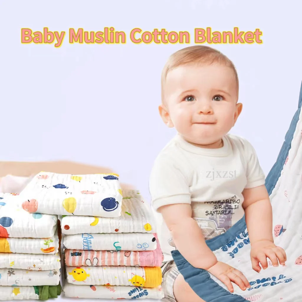 Muslin Cotton Baby Towels-6 layers Baby Newborn Bath blanket Ultra Soft Warm Breathable Absorbent Unisex Quilt for Girls Boys details