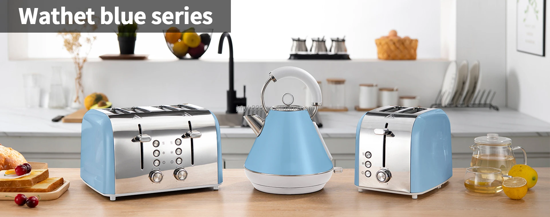 New Luxury Kettle With Thermometer And 4 Slice Grill Toaster Set Black