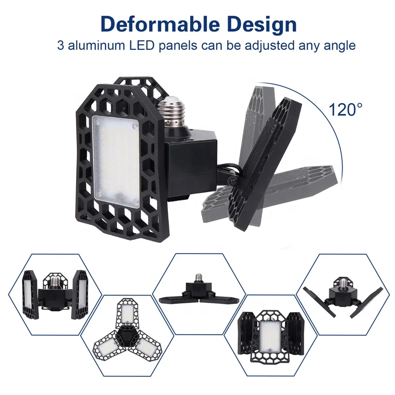 
 Лидер продаж на Amazon, 60 Вт, светодиодный светильник для гаража с сертификатом ETL, деформируемый светодиодный светильник для гаража  