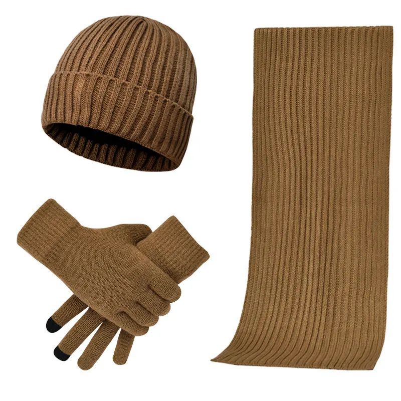 Custom Logo Design Autumn Winter Hot Sale Men Fashion Knitted Hat And Glove Sets