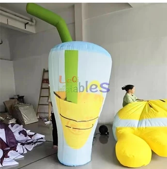 Advertising Inflatable Lemon Drinking Cup with Straw Giant Event Inflatable Lemon Model for Promotion