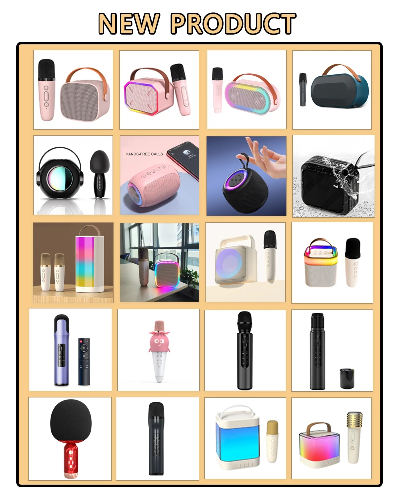 Portable Karaoke Speaker with Bass with Dazzling Lights for Adults and Kids 2pcs Wireless Microphones