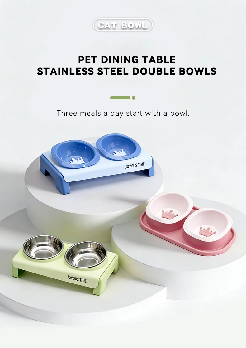 Cat Bowl Dog Bowl Pet Slow Food PP Bowl cat Water Dispenser Leak-proof Food Pet Bowl Anti-upset Pet Double Bowl details