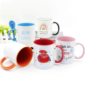 Best   Selling  Outer  White  Inner  Color  11oz  Sublimation  Mug  with Color  Handle