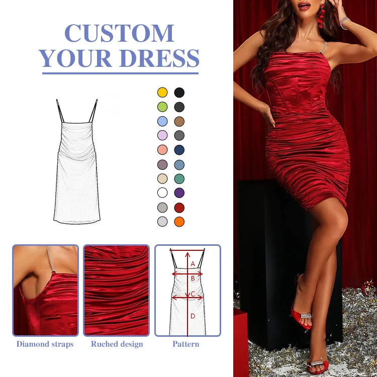 High Custom Fashion Spring Ropa Strap Crisscross Split Club Bod Backless Hip Casual Dresses Woman Satin Silk Sexy Midi Dress