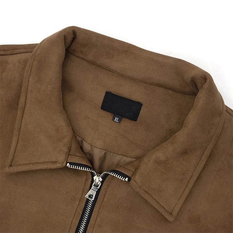 American retro leather pilot bomber es men's custom loose fitting zip up embroidered suede jacket_voghion.com