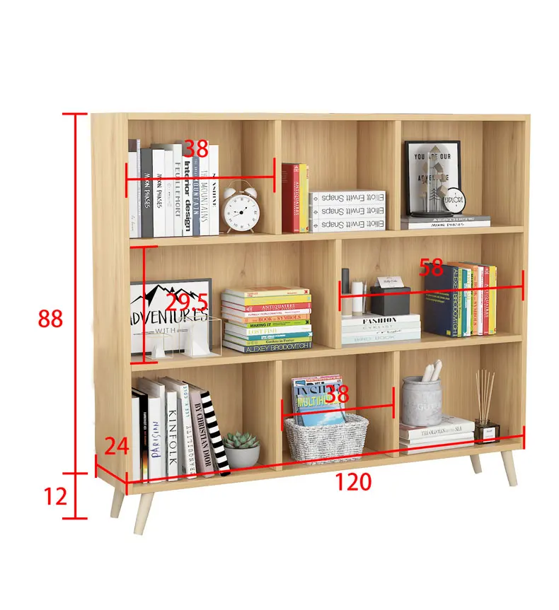 YQ Forever Wooden Bookshelf with Space for Living Room Office Library Furniture