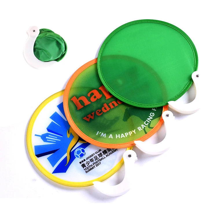 Пользовательский печатный нейлоновый круглый складной ручной вентилятор, складной дисковый вентилятор, рекламный летающий диск