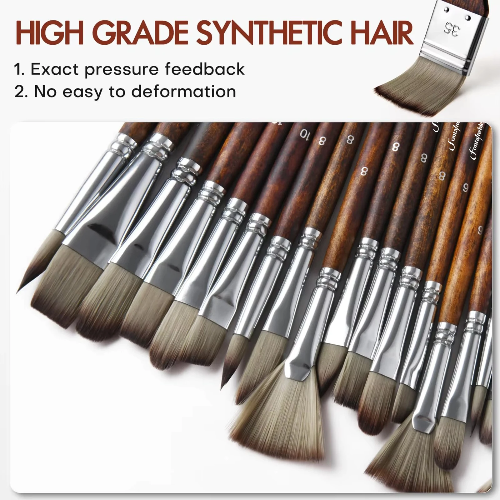 Multi-Shaped 25pcs Custom Logo Wooden Handle Acrylic Nylon Hair Watercolor Acrylic Oil Painting Artist Paint Brush Set