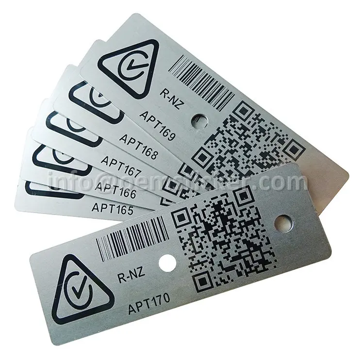 Aviationtag QRコード付 4枚セット Custom Metal Identification Barcodes - Anodized Aluminium