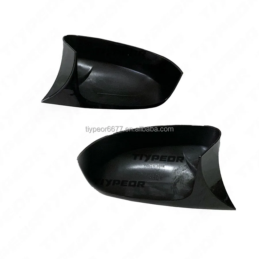 product tiypeor 2pcs glossy black rear view side mirror horns cover trim for ford focus 2012   2018   exterior accessories body kits-4