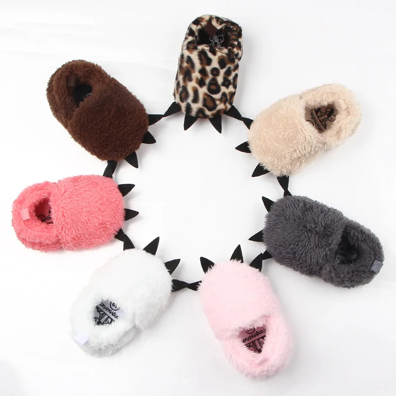 Cute Baby Boys Girls Soft Plush Slippers Bear PAW Animal Boots Toddler Infant Crib Shoes Winter House Shoes
