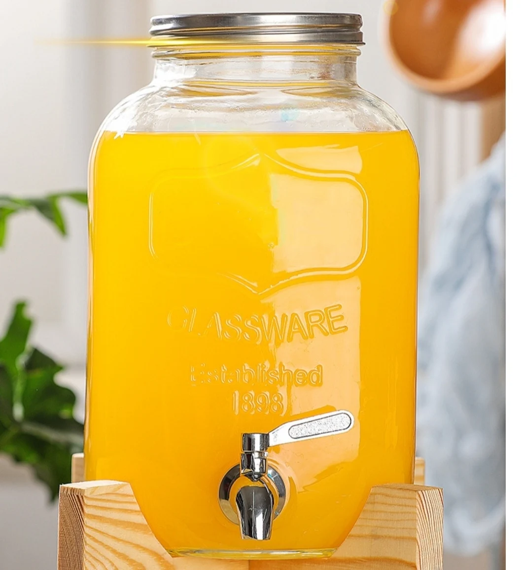 Double 1 Gallon 3.8L Glass Mason Jar Party Juice Dispenser Glass