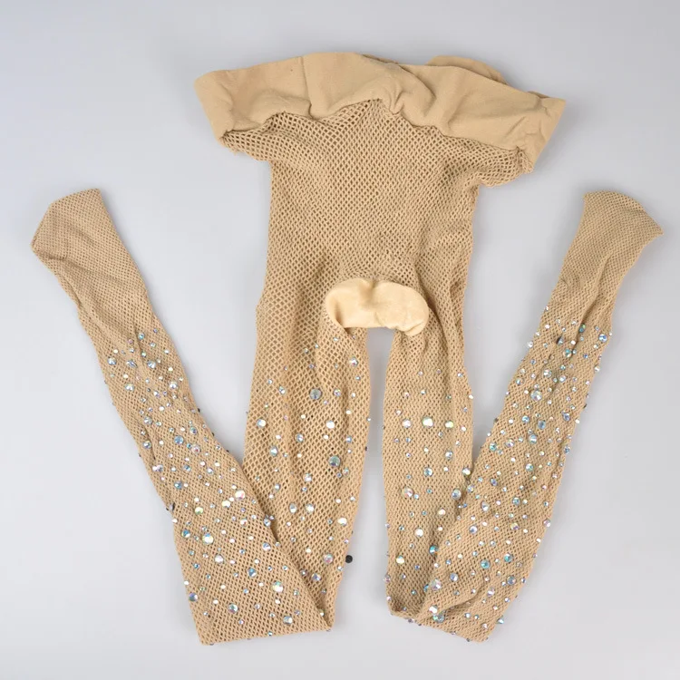 Пикантные блестящие алмазные чулки с драгоценными камнями колготки с высокой талией блестящие колготки с промежностью