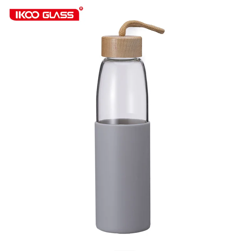 400ml Reusable glass water bottles for fridge with sleeve