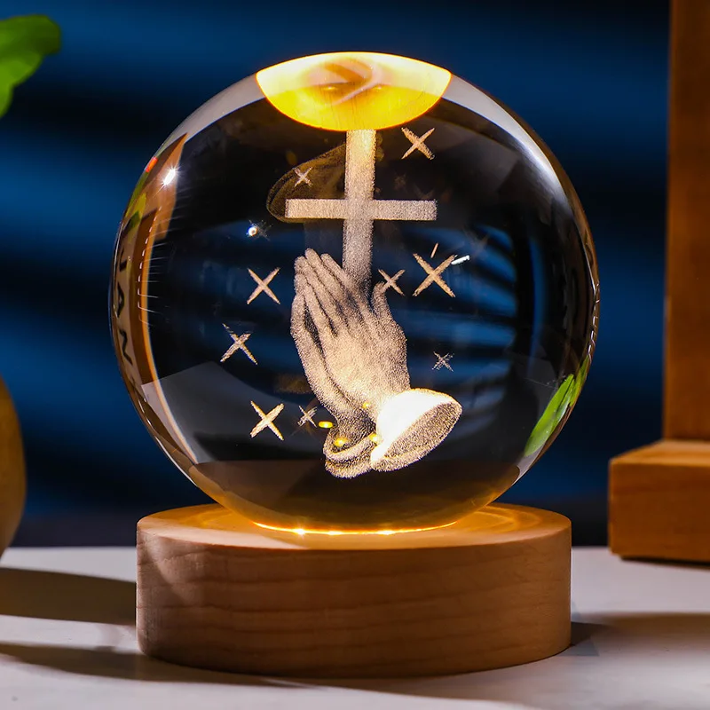 For Astronaut LED Solar Fairy Night Lights 3D Art Luminous Crystal Ball Lamp for Bedroom Decoration