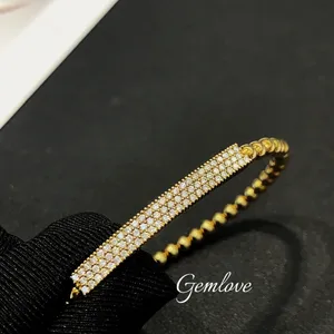 14K/18K Gold 0.6CT Lab-Grown Diamond Double Row Motorcycle Bracelet, 8.87g IGI Certified, Luxury Women's Jewelry