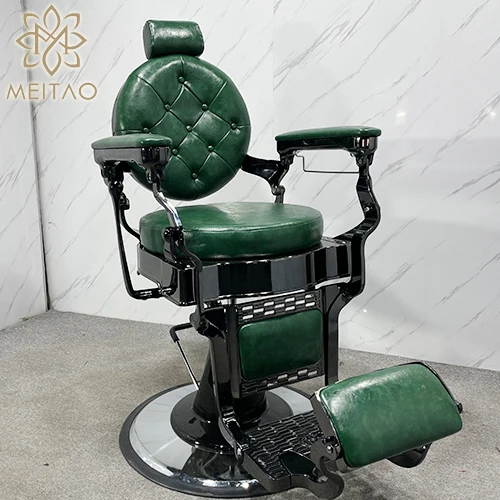 Meitao Luxury Beauty Salon Green Styling Hair Chair Titanium Black Iron  Frame Hair Salon Chair for Sale